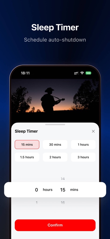 Tube PiP: PiP for Youtube - Gérez votre consommation de contenu avec le minuteur de sommeil intégré, offrant des options de durée préréglées et une confirmation simple pour l'arrêt automatique. 