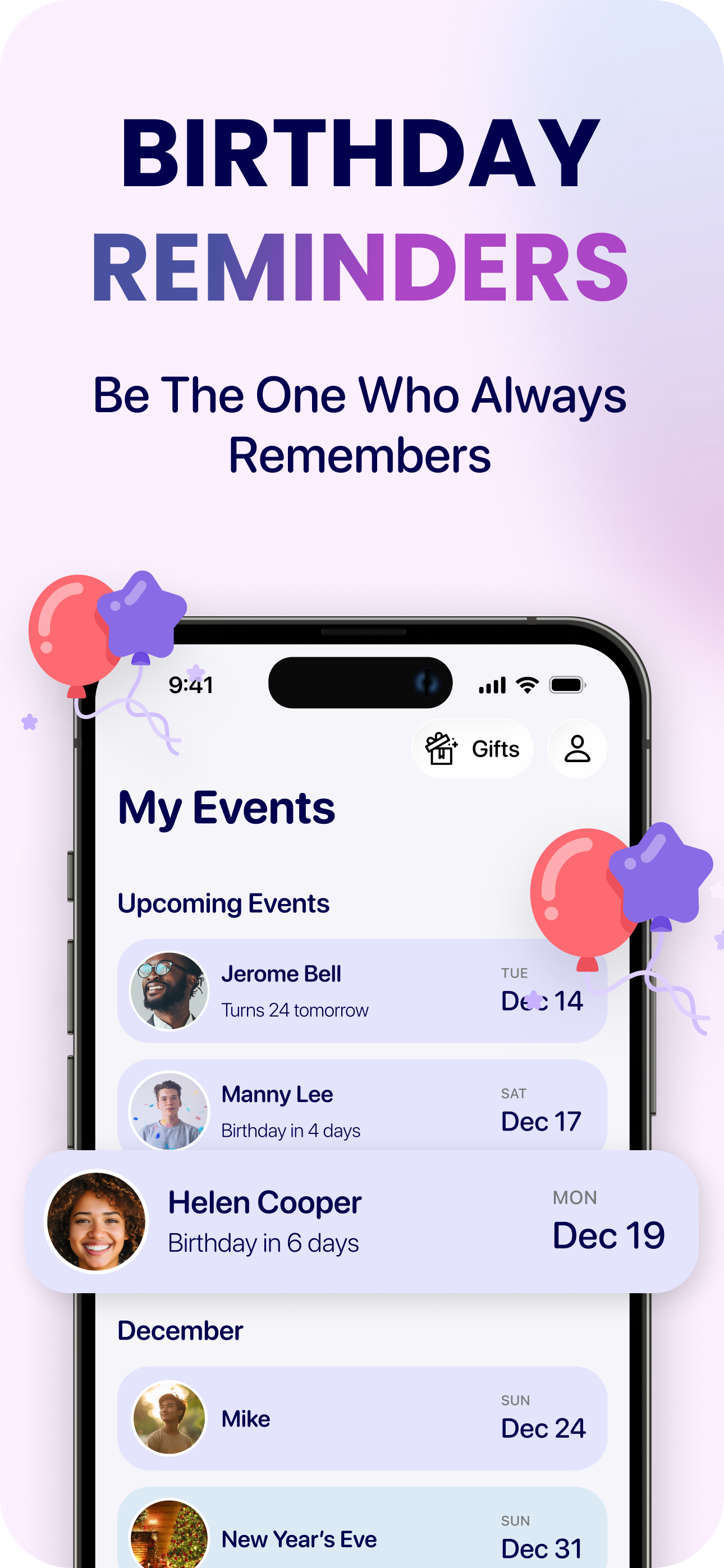 Birthday Reminder and Calendar