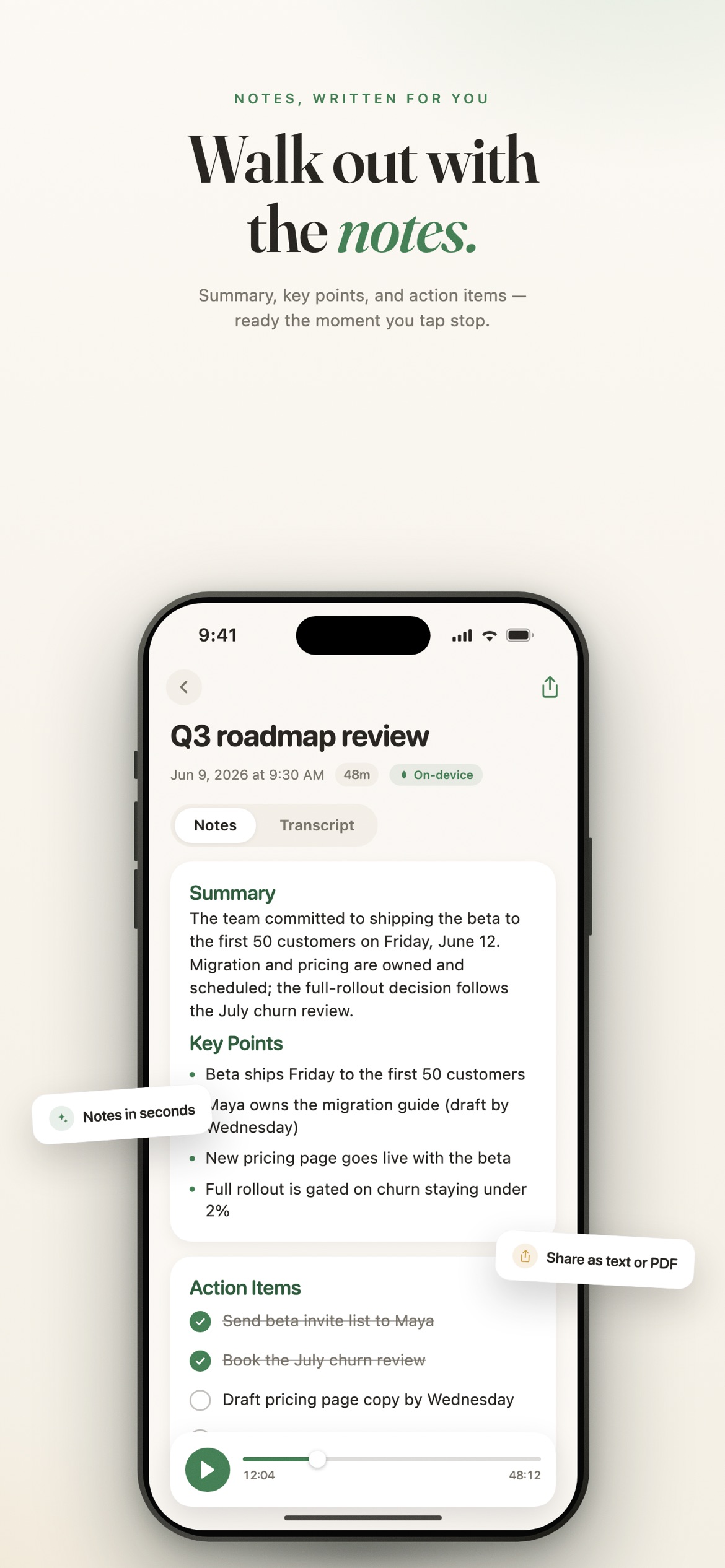 Sprig: Private Meeting Notes screenshot 3
