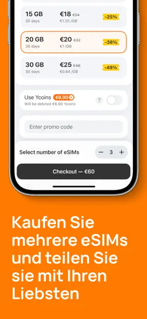 Yesim: Reisen eSIM, Internet iPhone screenshot 4