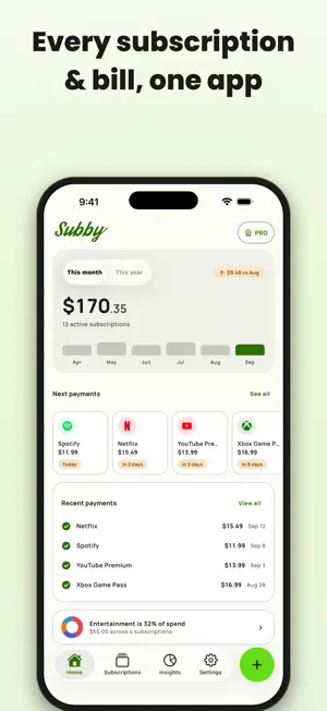 Subby Subscription Tracker screenshot 1