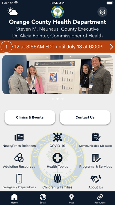 Orange County NY Health Screenshot