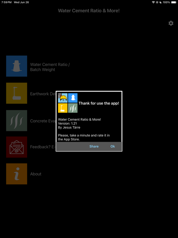 Water Cement Ratio And More iPad screenshot 9 - Utilities app