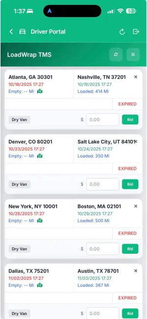 LoadWrap Driver Portal screenshot 2