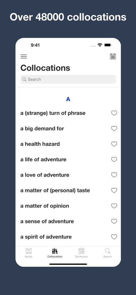 English Collocation Sentence - Cet outil met à disposition plus de 48 000 collocations organisées, permettant une exploration facile et une découverte de nouvelles expressions pour enrichir le vocabulaire.