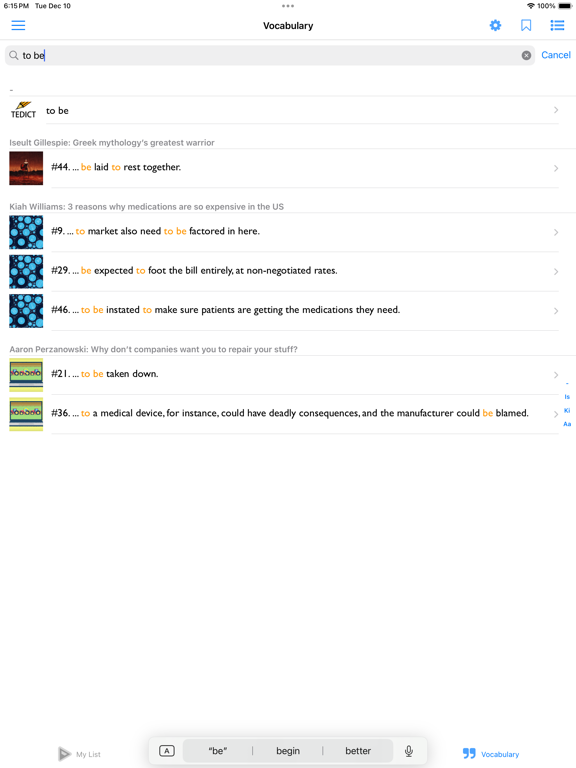 TEDICT LITE iPad screenshot 6 - Education app