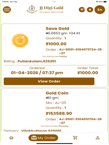 JJ DigiGold iPad screenshot
