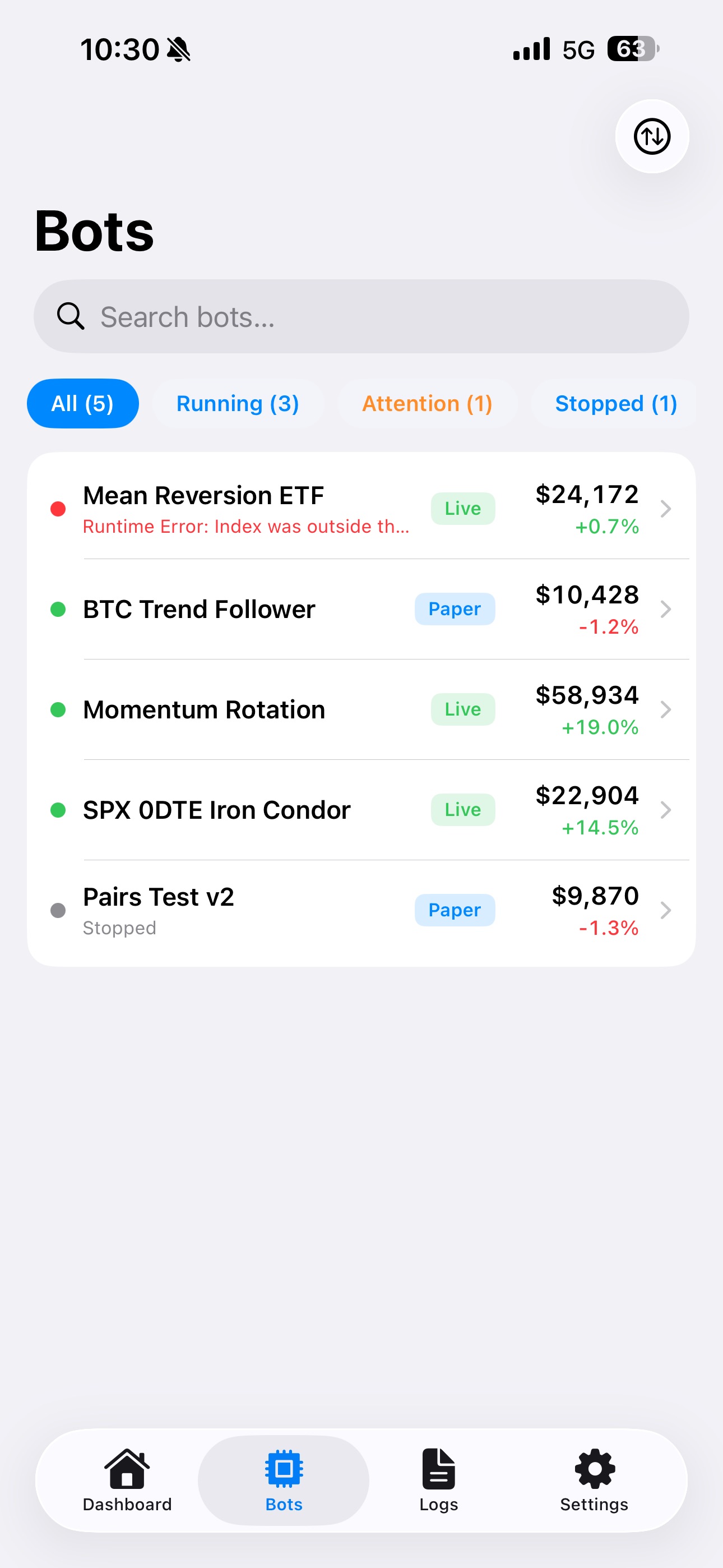 Screenshot 2 of Heartbeat: Algo Bot Monitor