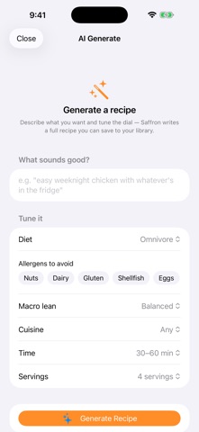 Saffron - Recipe & Meal Plan Screenshot 1 of 8