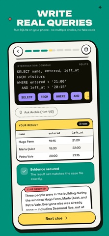 SQL Mysteries: Cold Query iPhone screenshot