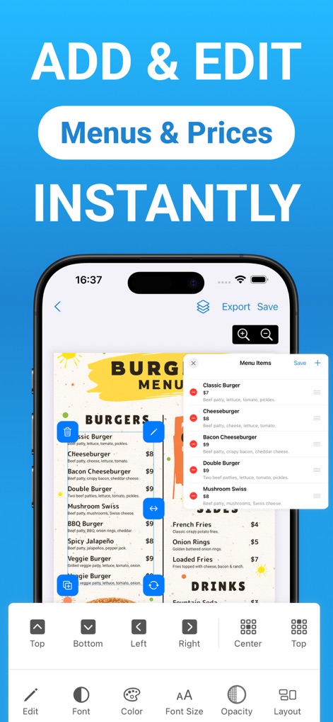 Create Menus Easily - Graphics & Design App | MWM