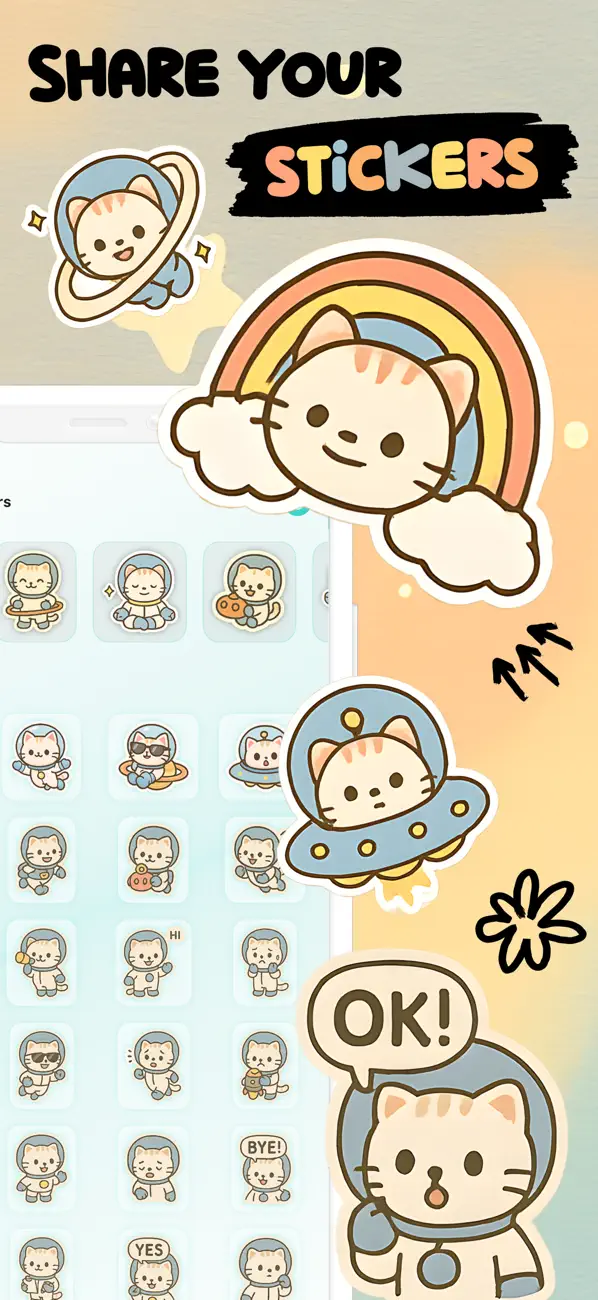 Screenshot #1 pour Astrocat - Cat Stickers Studio