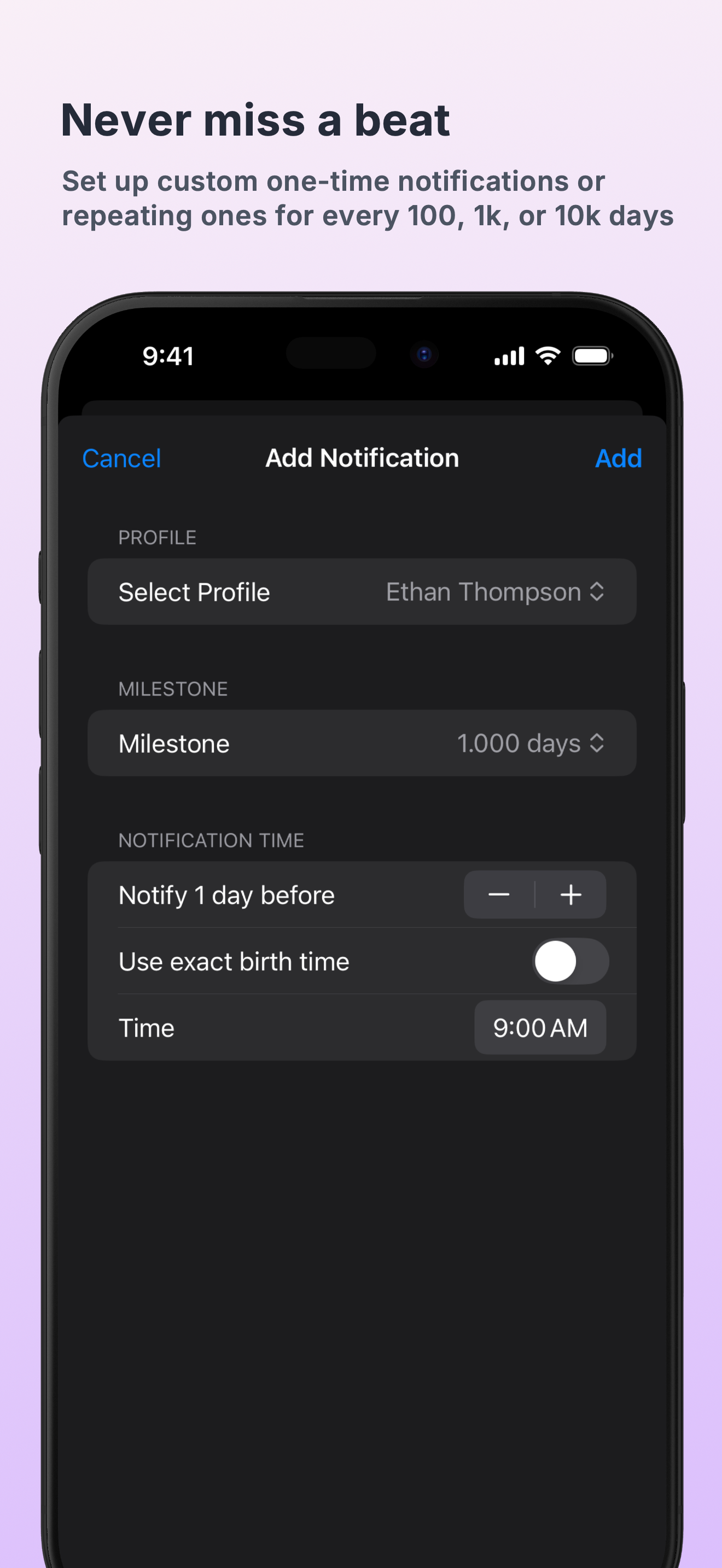 Days of Life - Milestones