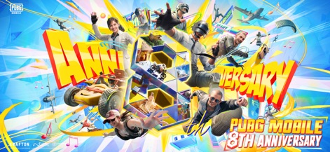 PUBG MOBILE - La aplicación conmemora su legado con un vibrante diseño festivo, destacando múltiples personajes en acción y un buggy todoterreno que simbolizan la emoción del juego.