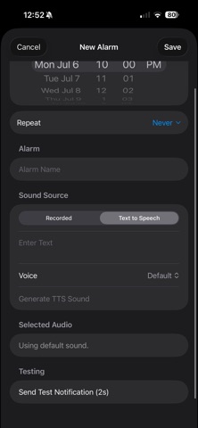 Spoken Alarm screenshot