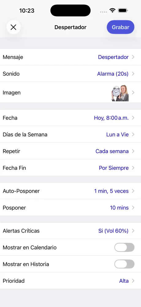 Recordatorio Aida, Despertador screenshot 4