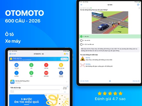 600 Câu Lý Thuyết GPLX OTOMOTO iPad screenshot 1 - Education app
