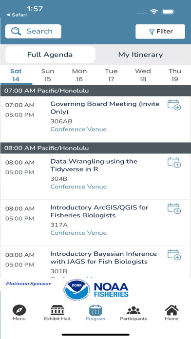American Fisheries Events Screenshot