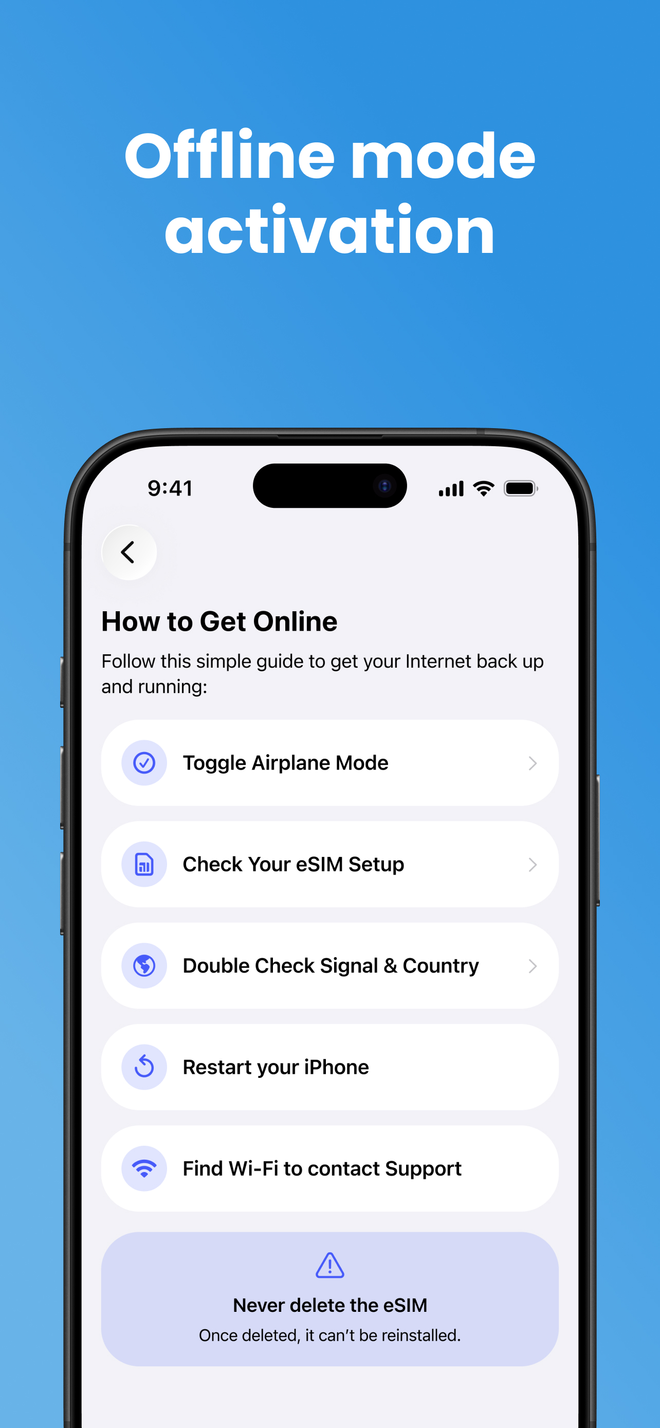 eSim Travel Virtual Mobile App screenshot 6