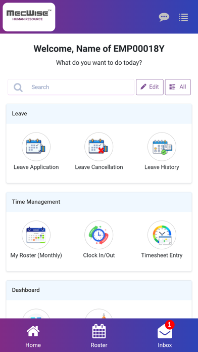 MecWise HRMS app screenshot
