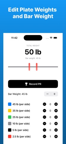 Barbell Weight Calculator + PR iPhone screenshot
