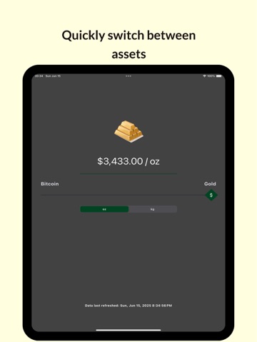 Live Bitcoin Gold Silver Price iPad screenshot