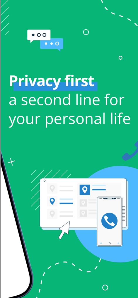 Line2 - Second Phone Number - Die App betont den Schutz der Privatsphäre, indem sie den Nutzern eine zweite Telefonnummer bietet, um persönliche Anrufe von Spam zu trennen und die Kommunikation zu sichern.