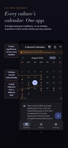 Cultural Calendar: Holidays iPhone screenshot
