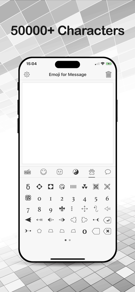Emoji for Message - Text Maker - The app unveils an extraordinary selection of over 50,000 specialized characters, thoughtfully organized into accessible sets for advanced textual customization.