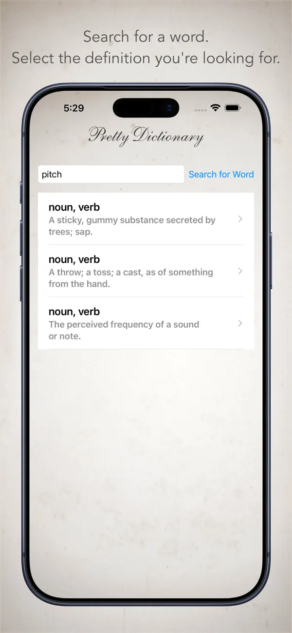 #2. Pretty Dictionary (iOS) By: Craig Grummitt