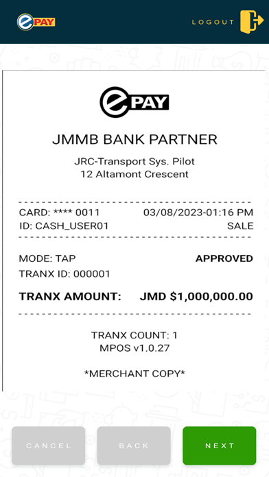 ePAY mPOS Screenshot