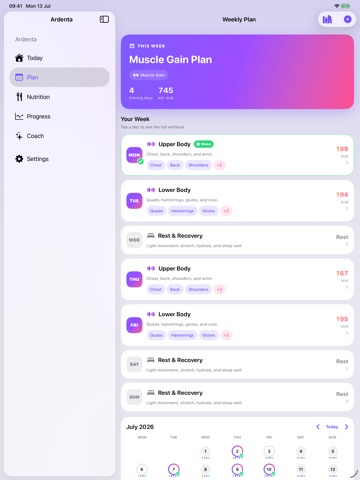 Ardenta: Workout & Diet iPad screenshot