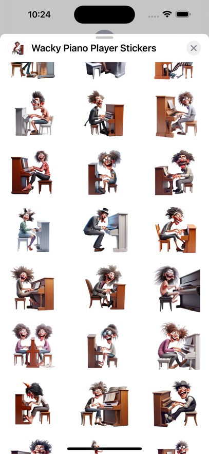 Wacky Piano Player Stickers