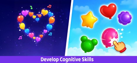 Piano Kids Music Learning Game - This tool offers interactive balloon animations forming shapes and vibrant geometric shapes for children to engage with and pop, fostering cognitive development.