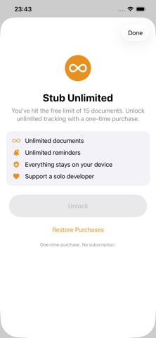 Stub iPhone screenshot