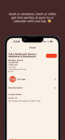 Tuli Lodge: Sauna Booking screenshot