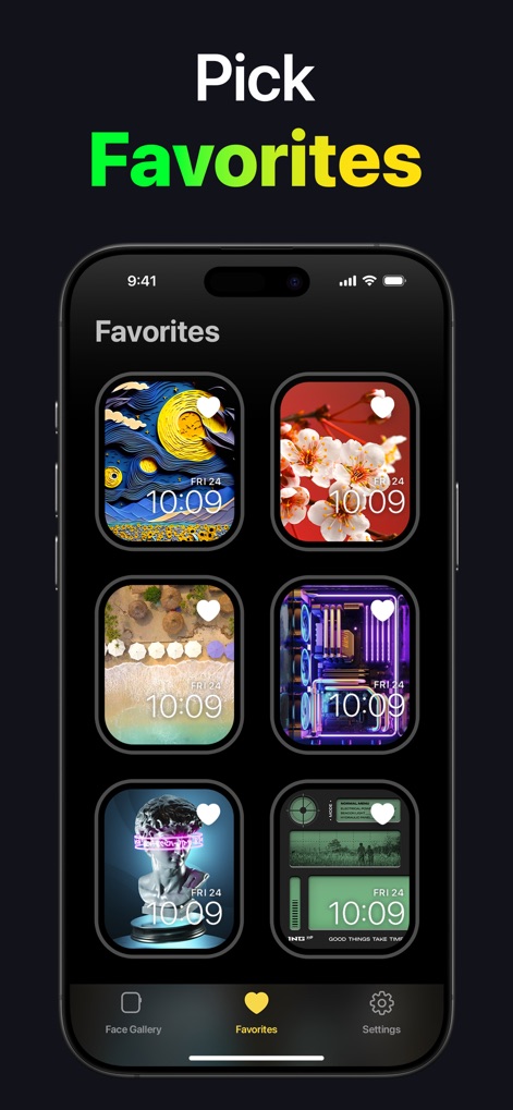 Watch Faces - WatchLab - Users can effortlessly manage their preferred watch faces in the dedicated Favorites section, allowing quick access and seamless switching between saved designs.