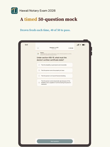 Hawaii Notary Exam 2026 iPad screenshot