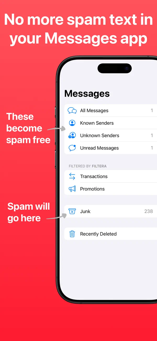 Screenshot #2 pour Spam Text Blocker - Filtera