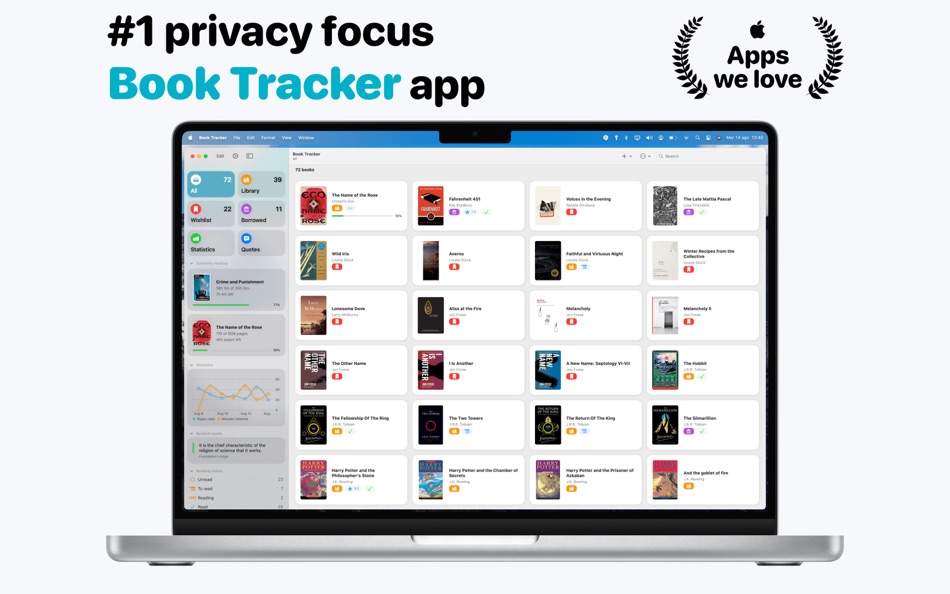 #1. Book Tracker - Reading log (macOS) Podle: Simone Montalto