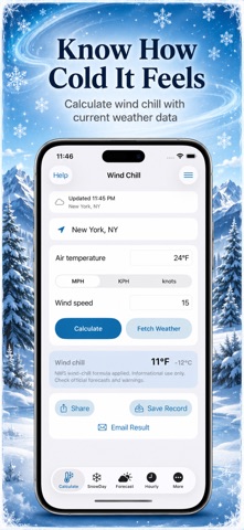 Wind Chill, Snow Day Pro iPhone screenshot