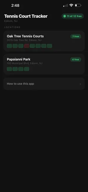 Tennis Court Tracker screenshot 1