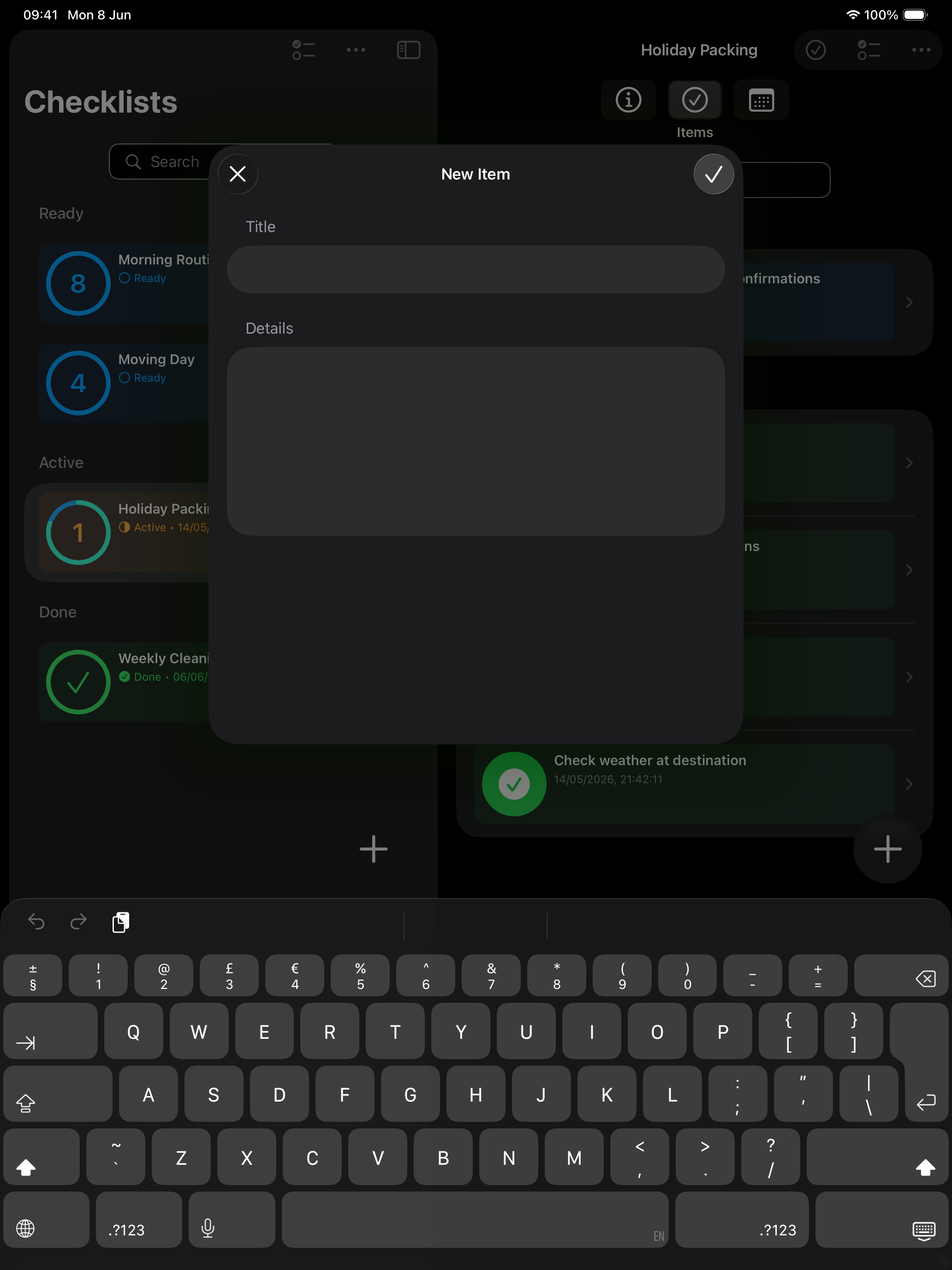 Checkomat: Private Checklists