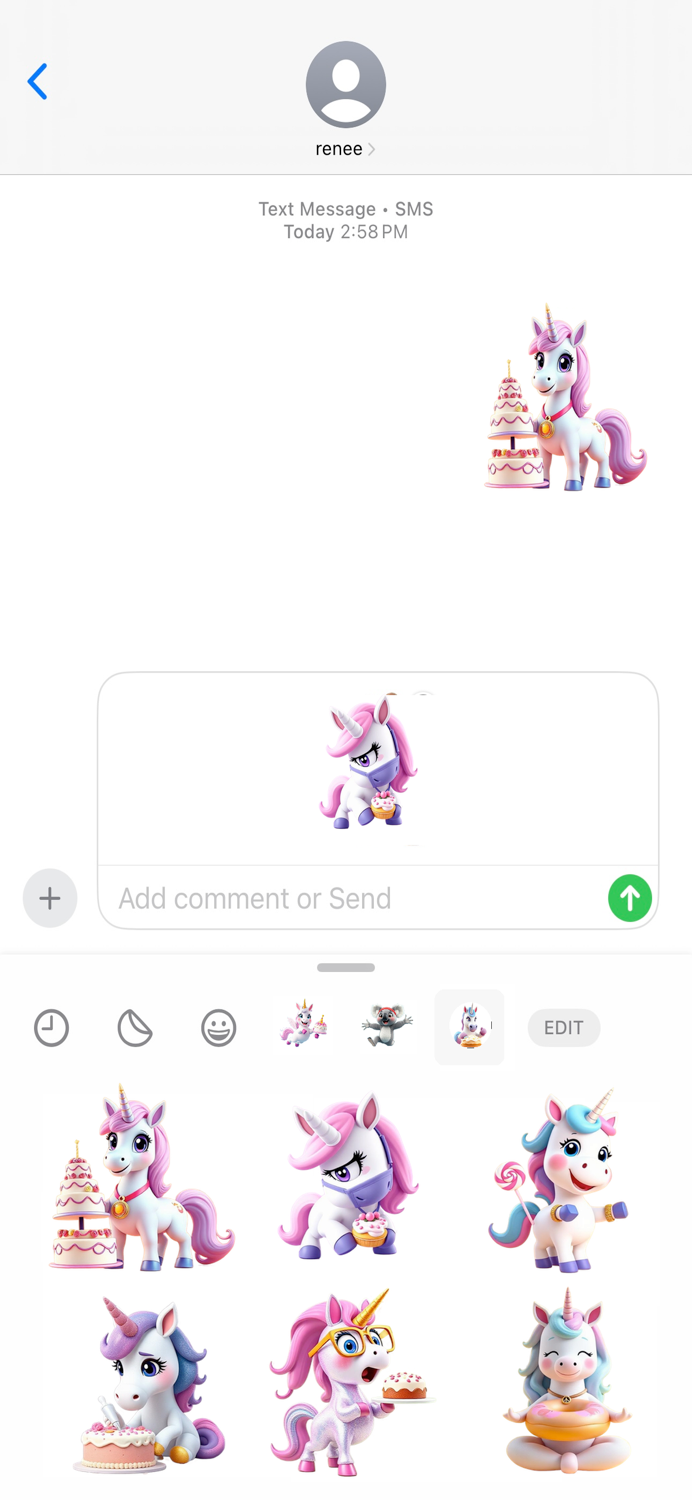Cake Unicorn Stickers