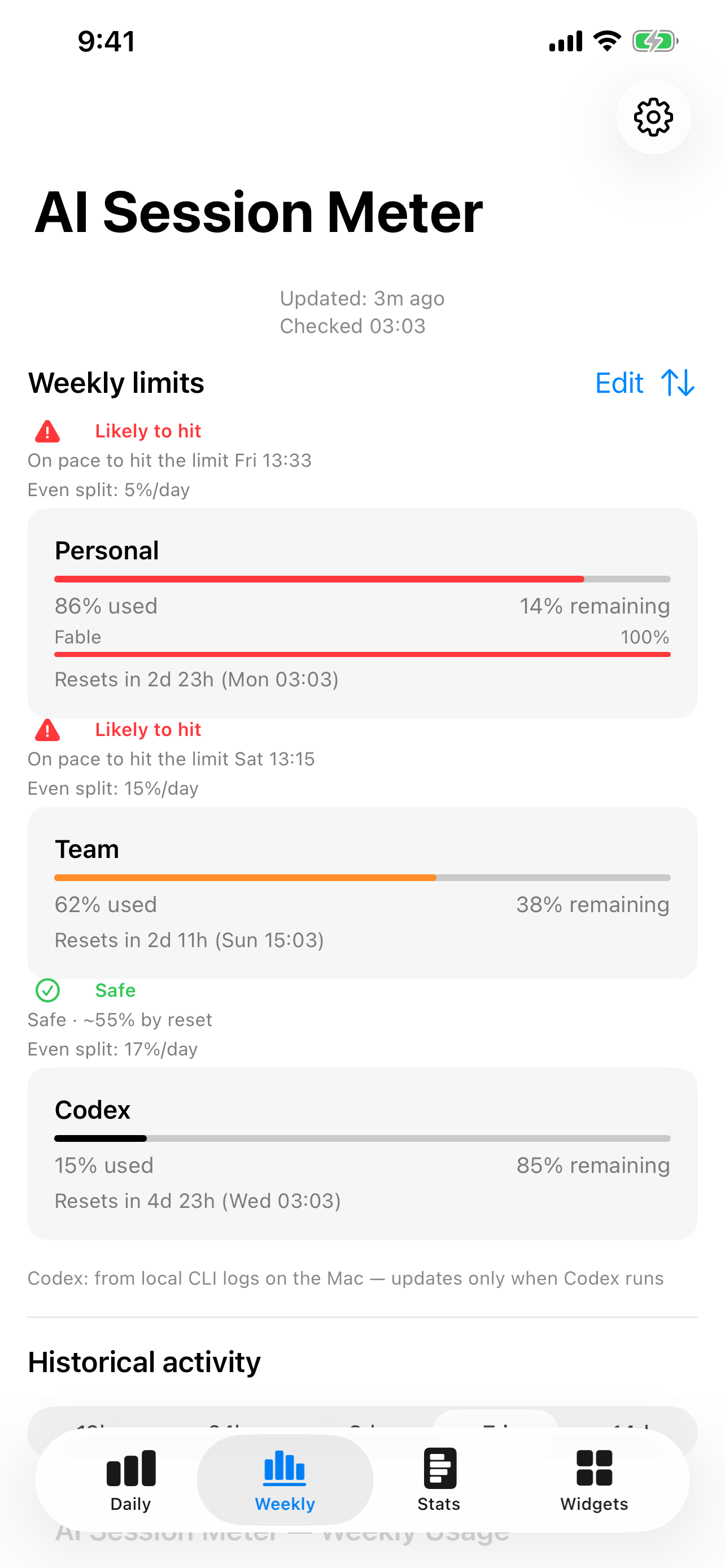 AI Session Meter screenshot 2