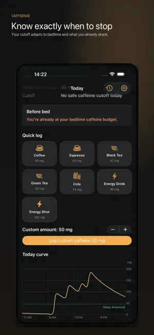 CaffSense: Caffeine & Sleep screenshot 2