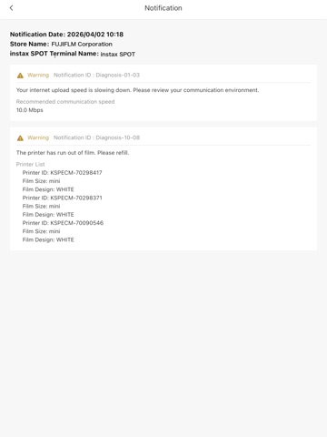 instax SPOT Admin iPad screenshot