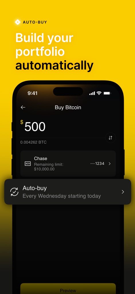 Binance.US: Buy BTC & Crypto - Simplify portfolio growth using the Auto-buy feature for recurring purchases, seamlessly integrated with linked bank accounts for secure transactions.