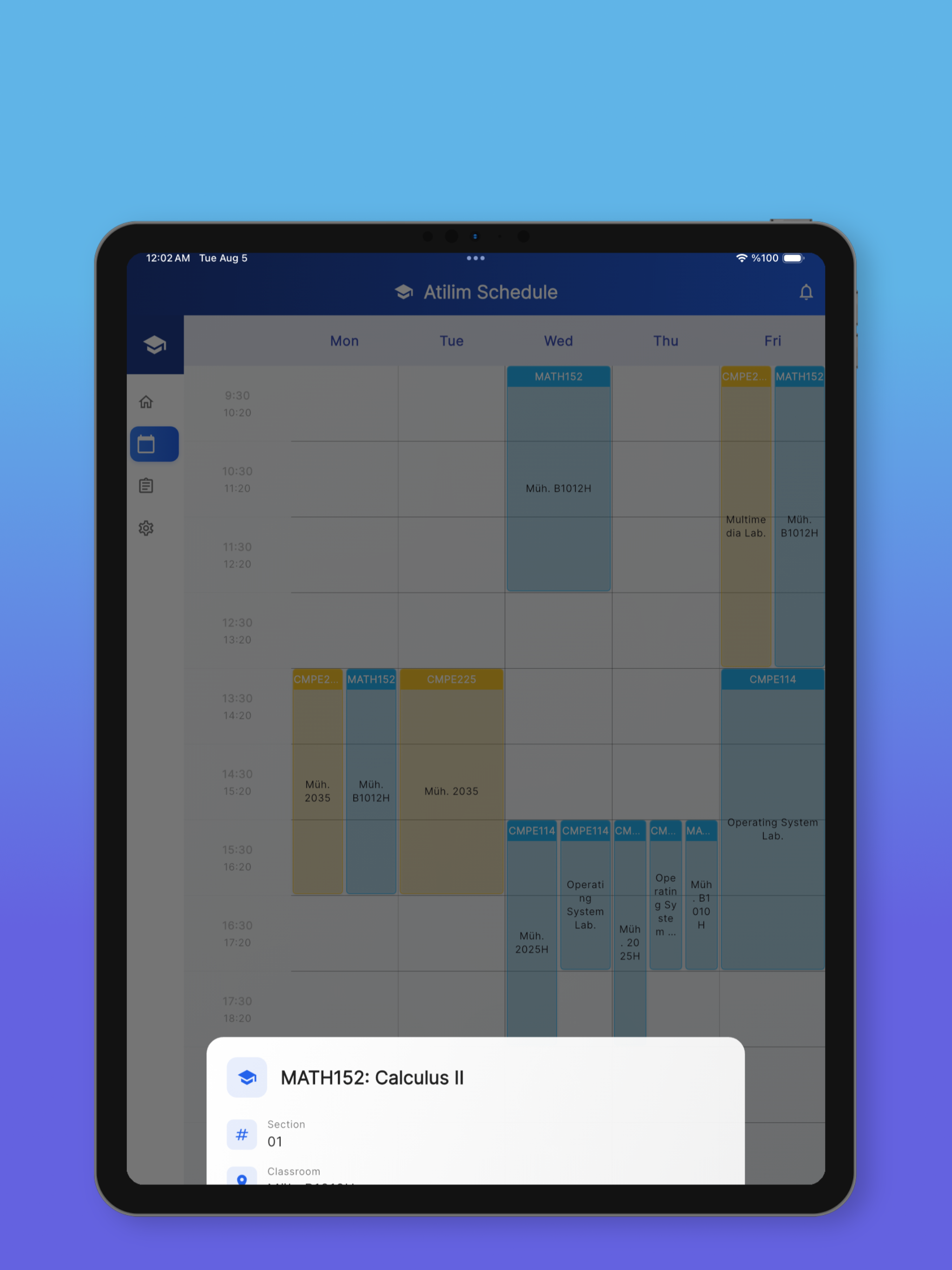 Atilim Schedule app