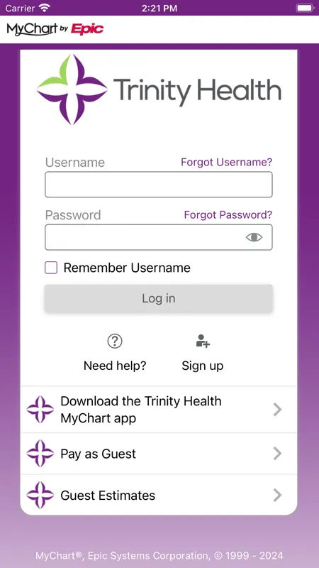 Trinity Health MyChart screenshot 1 of 9
